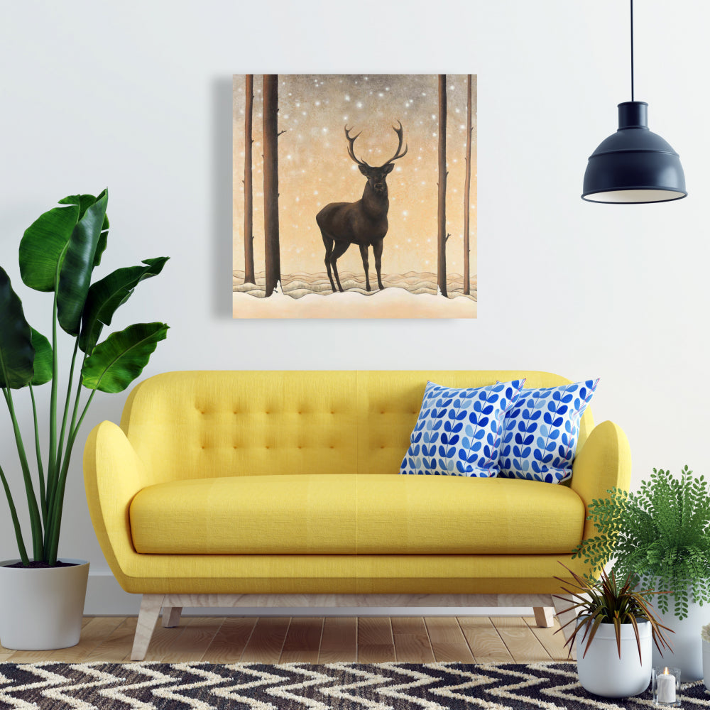 Brown Deer Rustic Canvas - Roe Deer in Winter Home Decor