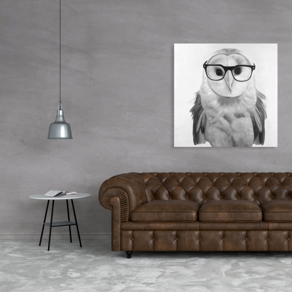 Realistic Barn Owl with Glasses Canvas | Home Decor Art