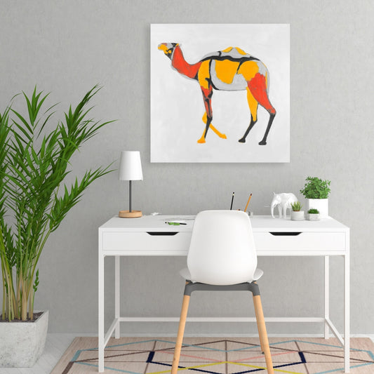 Toile abstraite grise « Dromadaire » | Décoration d'intérieur contemporaine