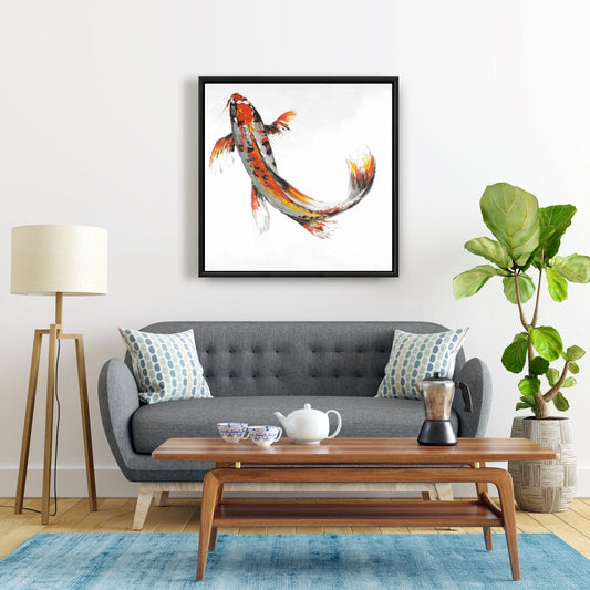 Toile représentant un poisson koï papillon – Décoration d'intérieur avec animaux aquatiques gris