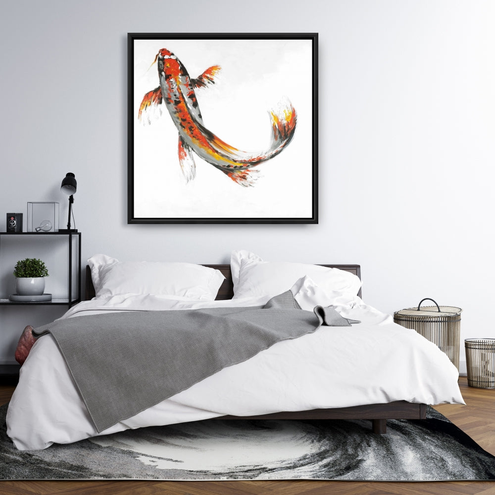 Butterfly Koi Fish Canvas - Gray Aquatic Animals Home Decor