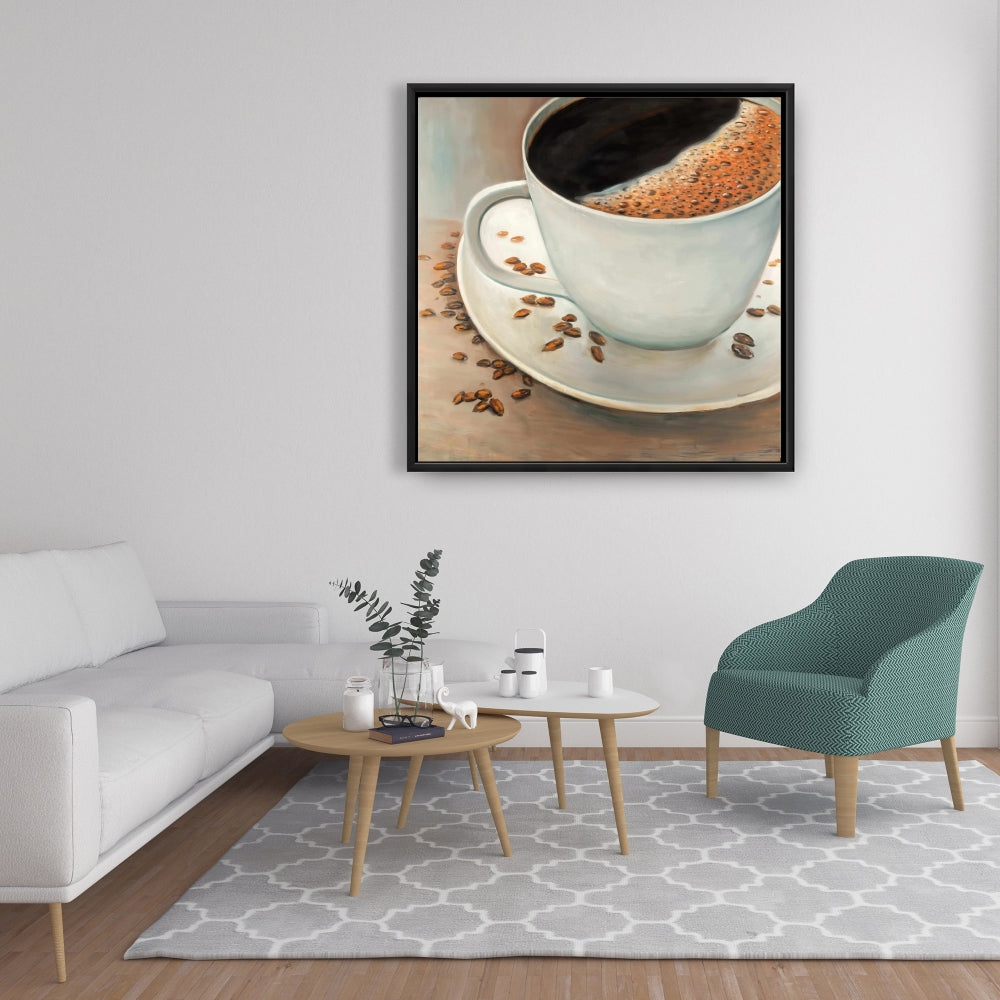 Black Coffee Canvas - Modern Framed Art for Home Decor