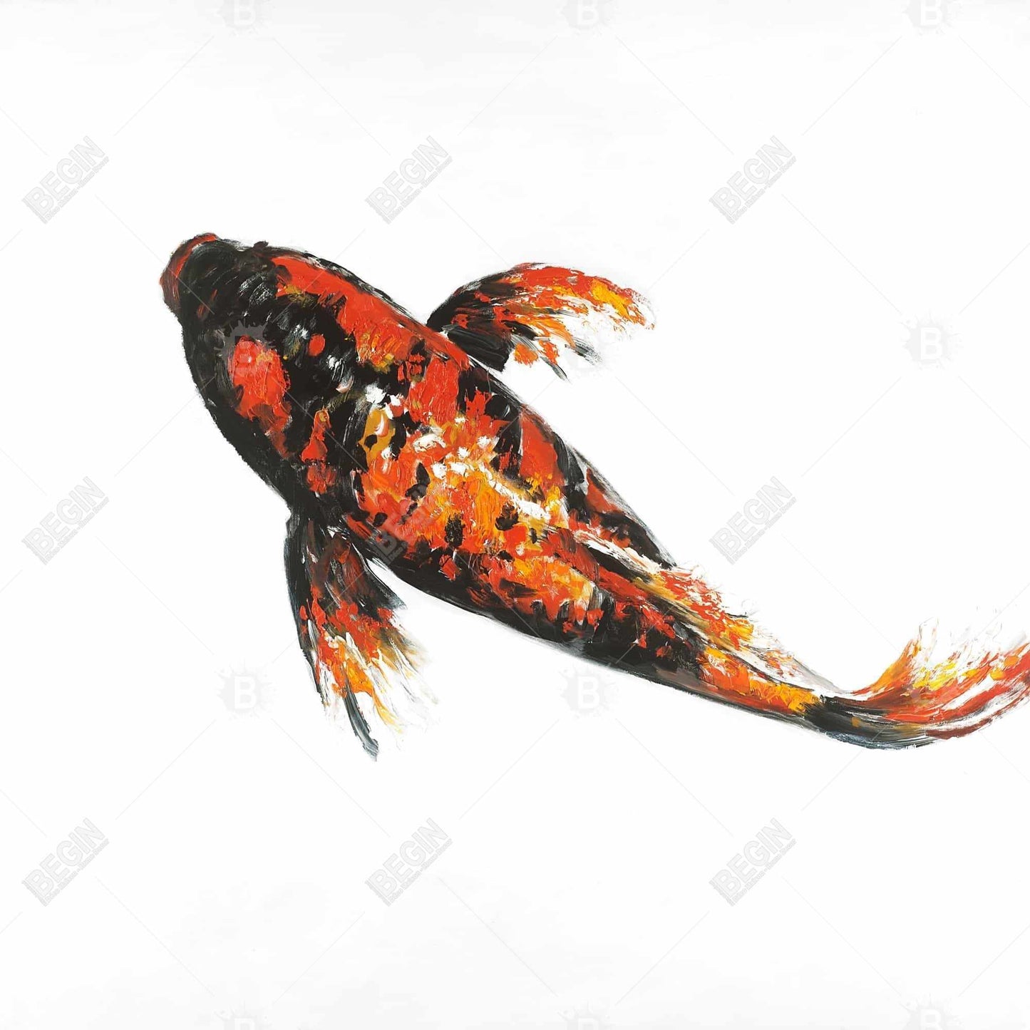 Red Butterfly Koi Fish Canvas | Exotic Bedroom Wall Art Decor