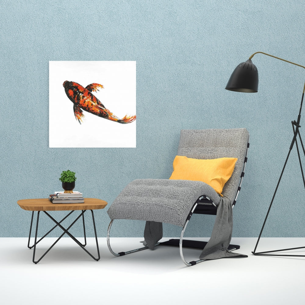 Red Butterfly Koi Fish Black Canvas | Bedroom Decor Artwork