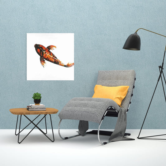 Red Butterfly Koi Fish Black Canvas | Bedroom Decor Artwork