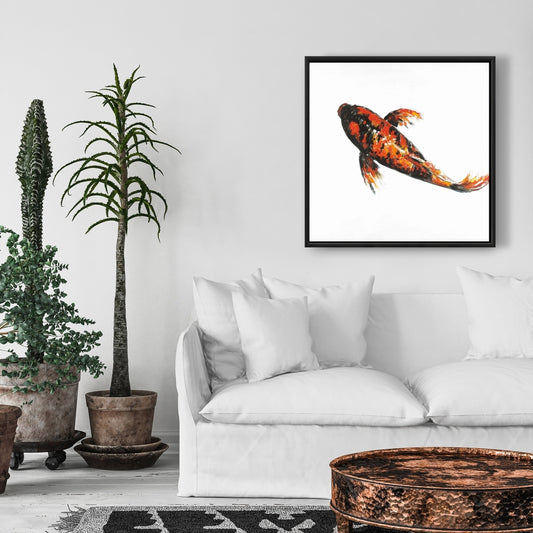 Red Butterfly Koi Fish Canvas | Exotic Bedroom Wall Art Decor