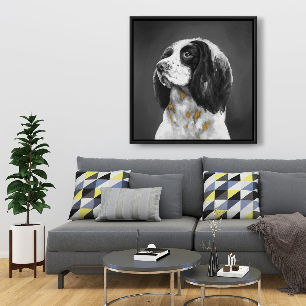 Toile représentant un Springer anglais gris | Décoration d'intérieur contemporaine