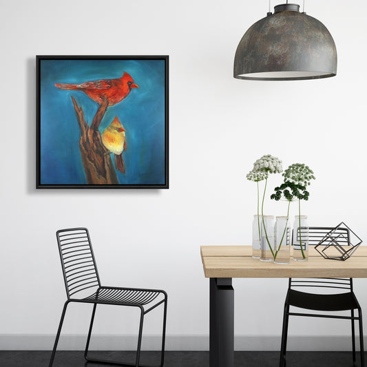 Toile encadrée pour chambre d'oiseau - Décoration d'intérieur avec oiseaux sur une branche