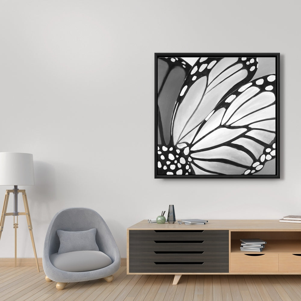 Monarch Wings Closeup Canvas - White Animals Insect Decor