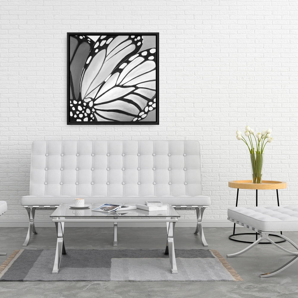 Monarch Wings Closeup Canvas - White Animals Insect Decor