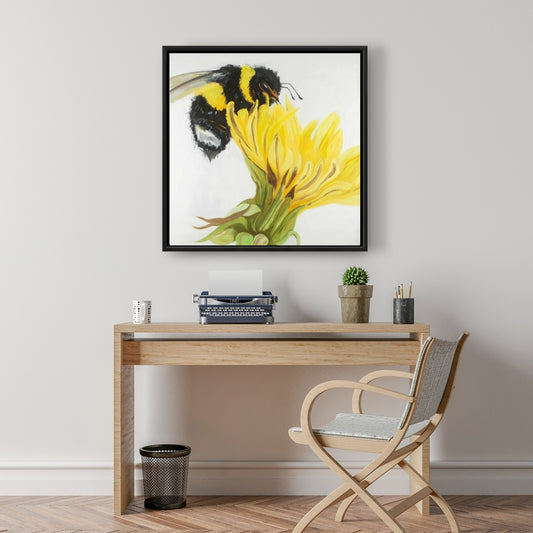 Little Bumblebee on Dandelion Canvas | Contemporary Home Decor