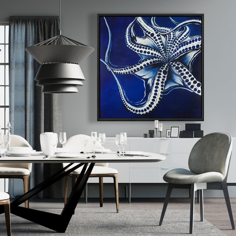Dancing Octopus Framed Canvas | Aquatic Bedroom Home Decor