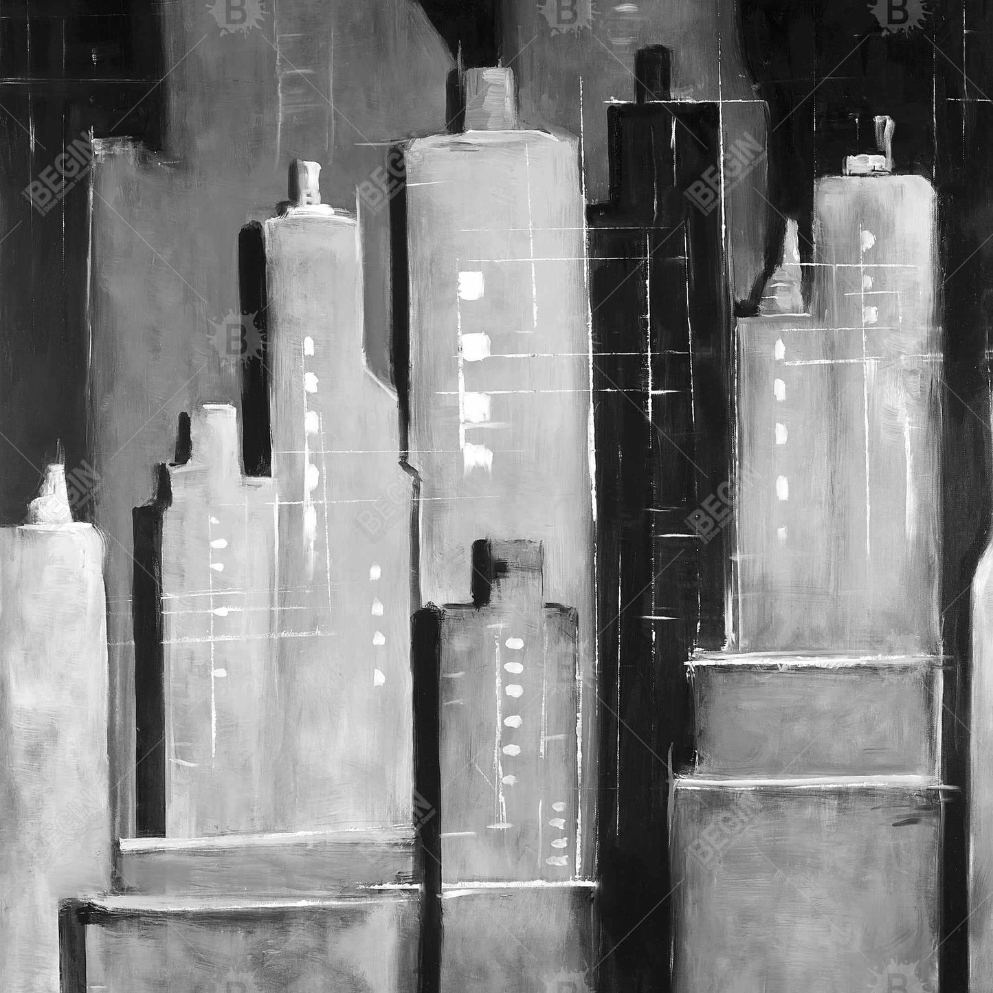 Abstract Black & White Buildings Canvas - Home Decor Wall Art
