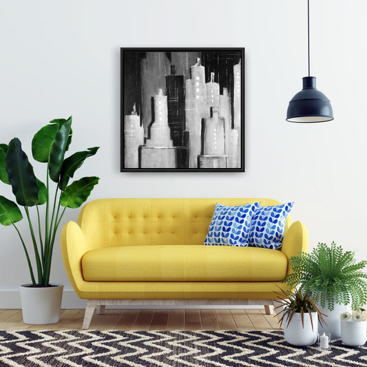 White Industrial Abstract Cityscape Canvas | Home Decor Art
