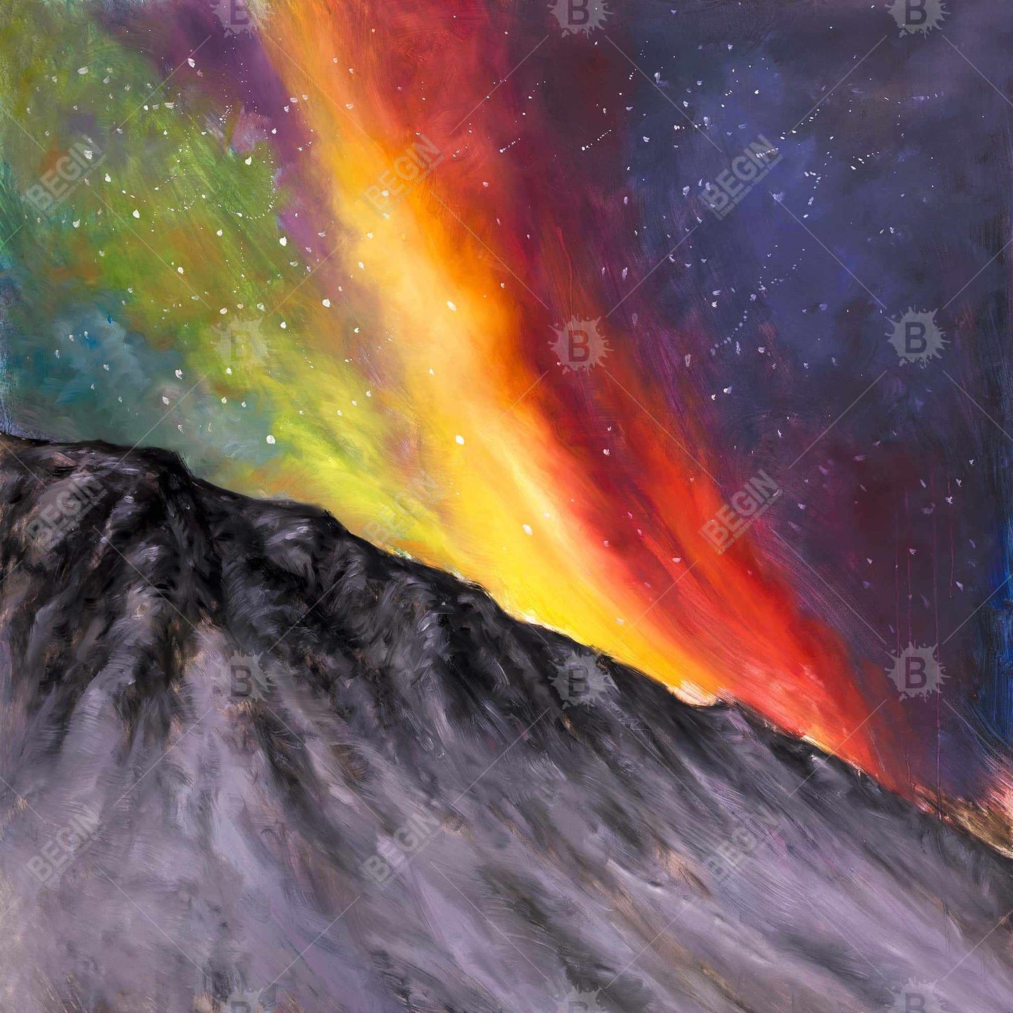 Aurora Borealis Mountains Canvas | Bedroom Decor Framed Art