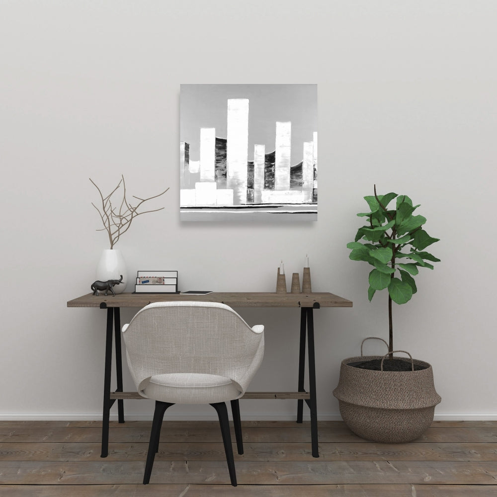 Toile blanche minimaliste abstraite - Décoration d'intérieur moderne