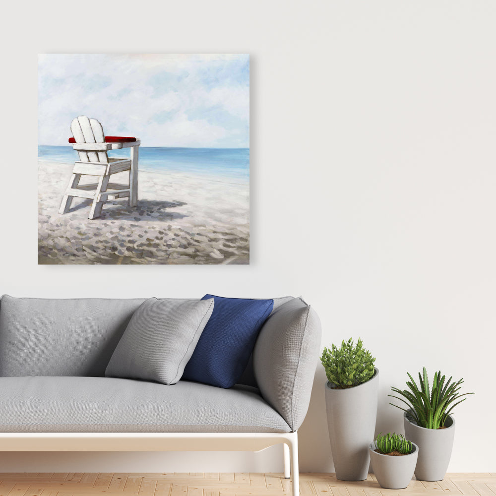 Coastal Bedroom Sea Canvas - White Beach Chair Home Decor