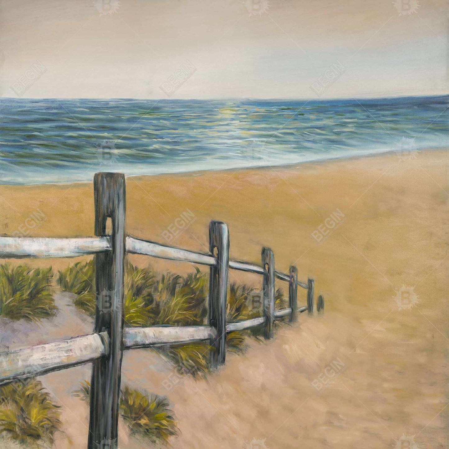 Quiet Seaside Canvas - Blue Bedroom Contemporary Wall Art