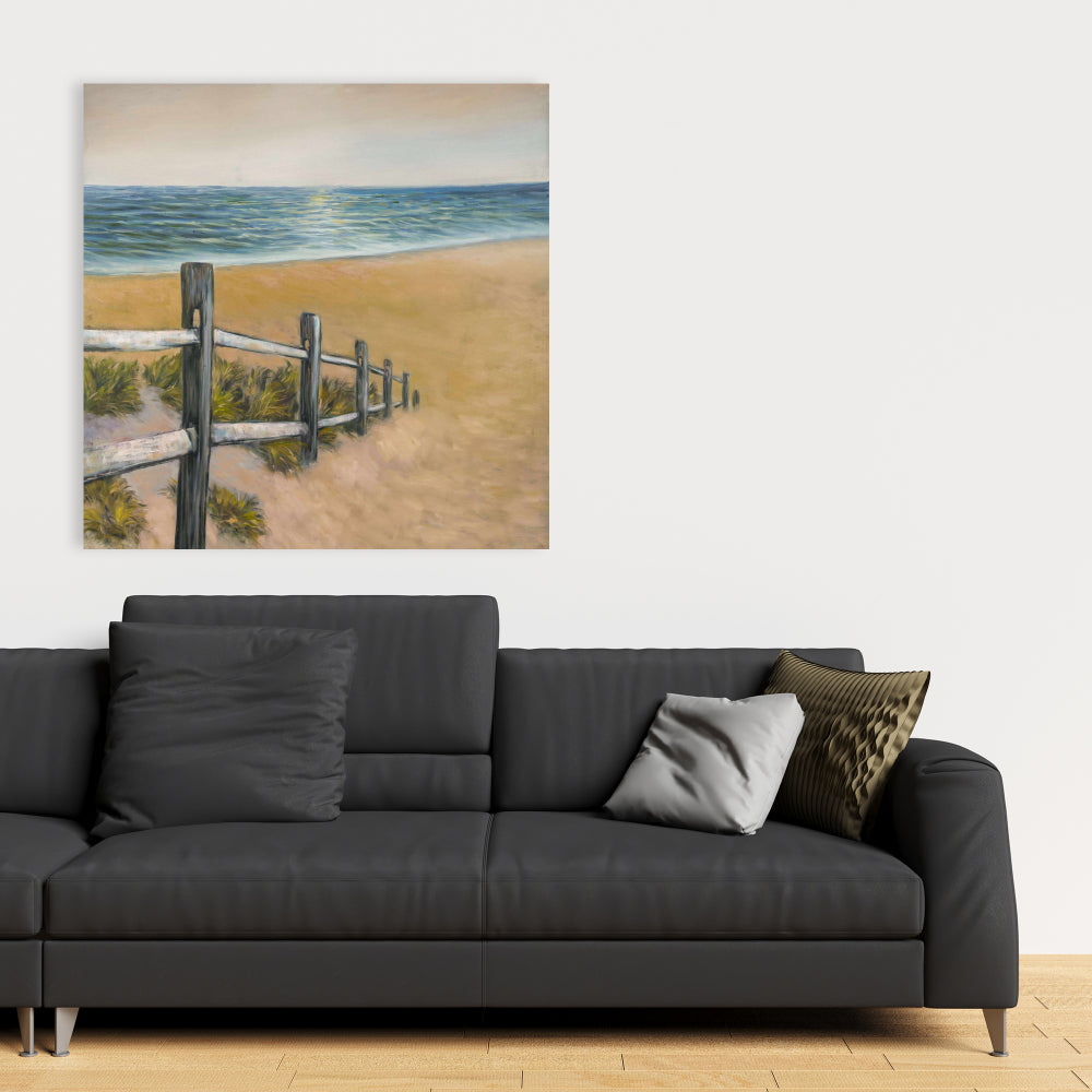 Quiet Seaside Canvas - Blue Bedroom Contemporary Wall Art