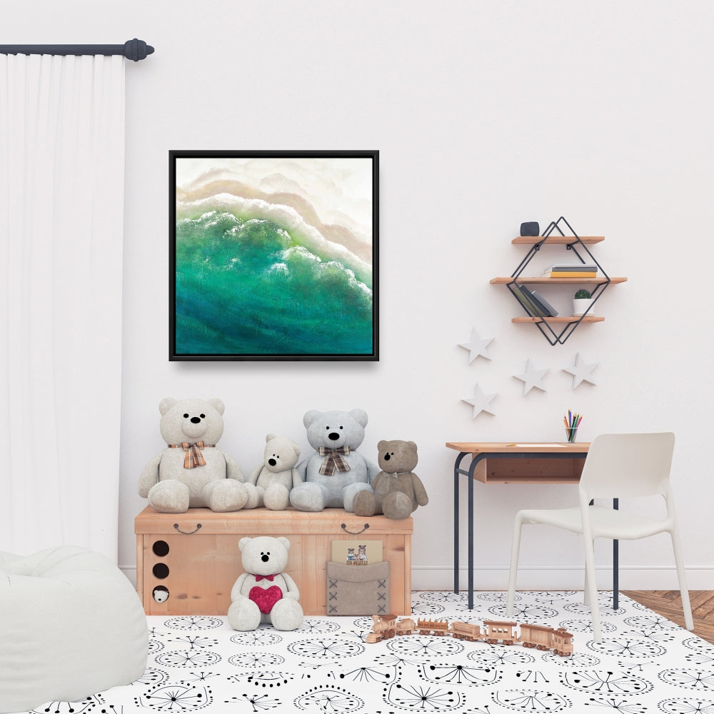 Turquoise Sea Canvas - White Frame | Sea Bedroom Decor