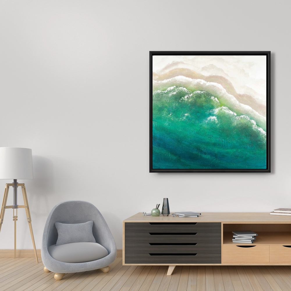 Turquoise Sea Canvas - White Frame | Sea Bedroom Decor