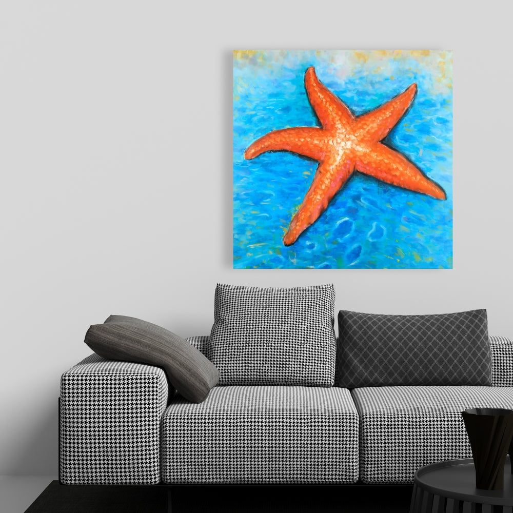 Toile Étoile de mer éclatante | Décoration d'intérieur avec animaux aquatiques bleus