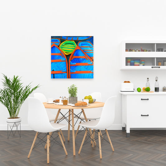 Colorful Canoes Canvas | Retro Coastal Bedroom Wall Art Decor