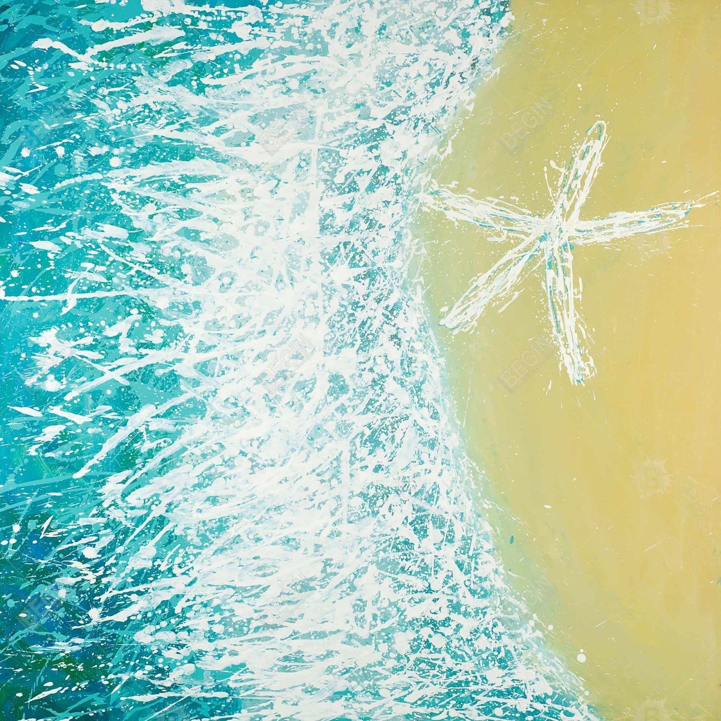Contemporary Turquoise Canvas - Seastar & Wave | Home Decor