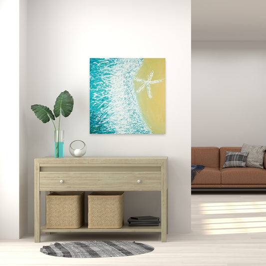 Coastal Turquoise Canvas | Seastar & Wave Home Decor Art