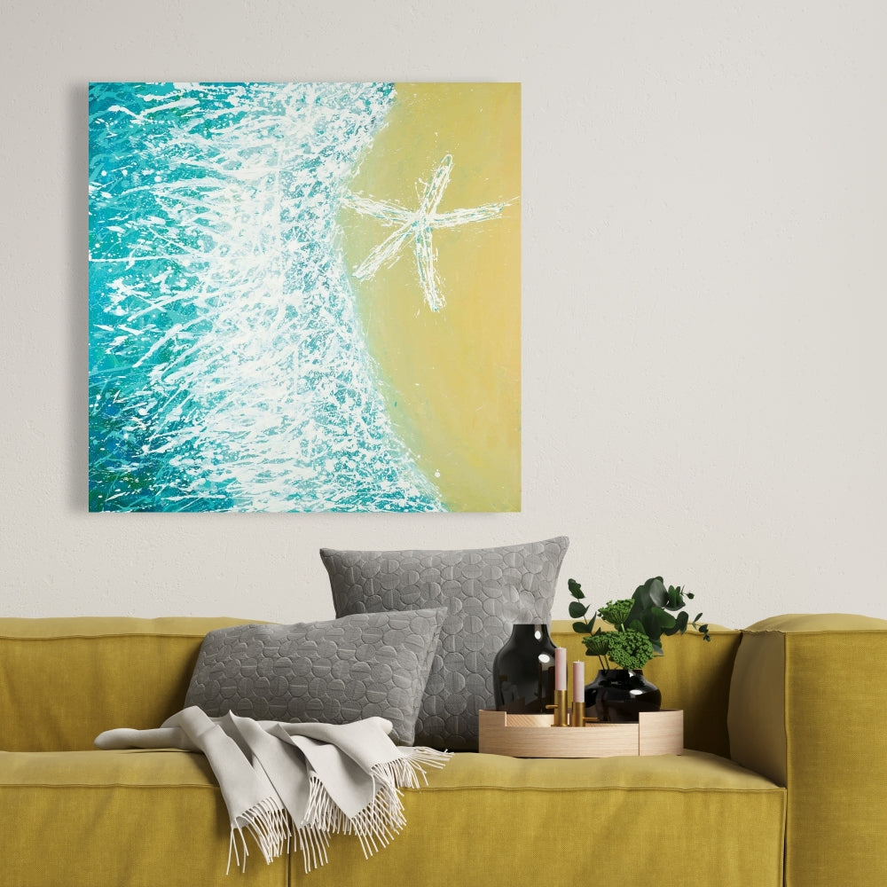 Coastal Turquoise Canvas | Seastar & Wave Home Decor Art