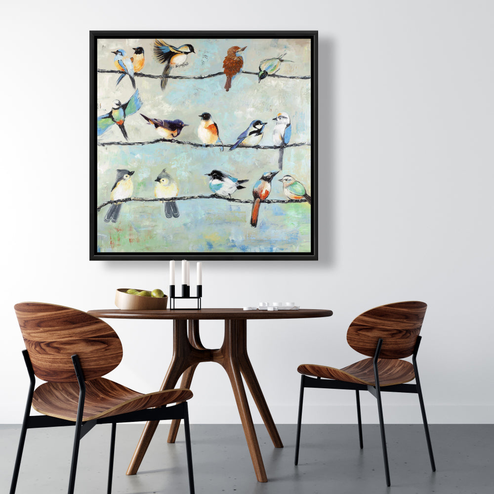 Small Colorful Birds Framed Canvas | Home Decor Wall Art