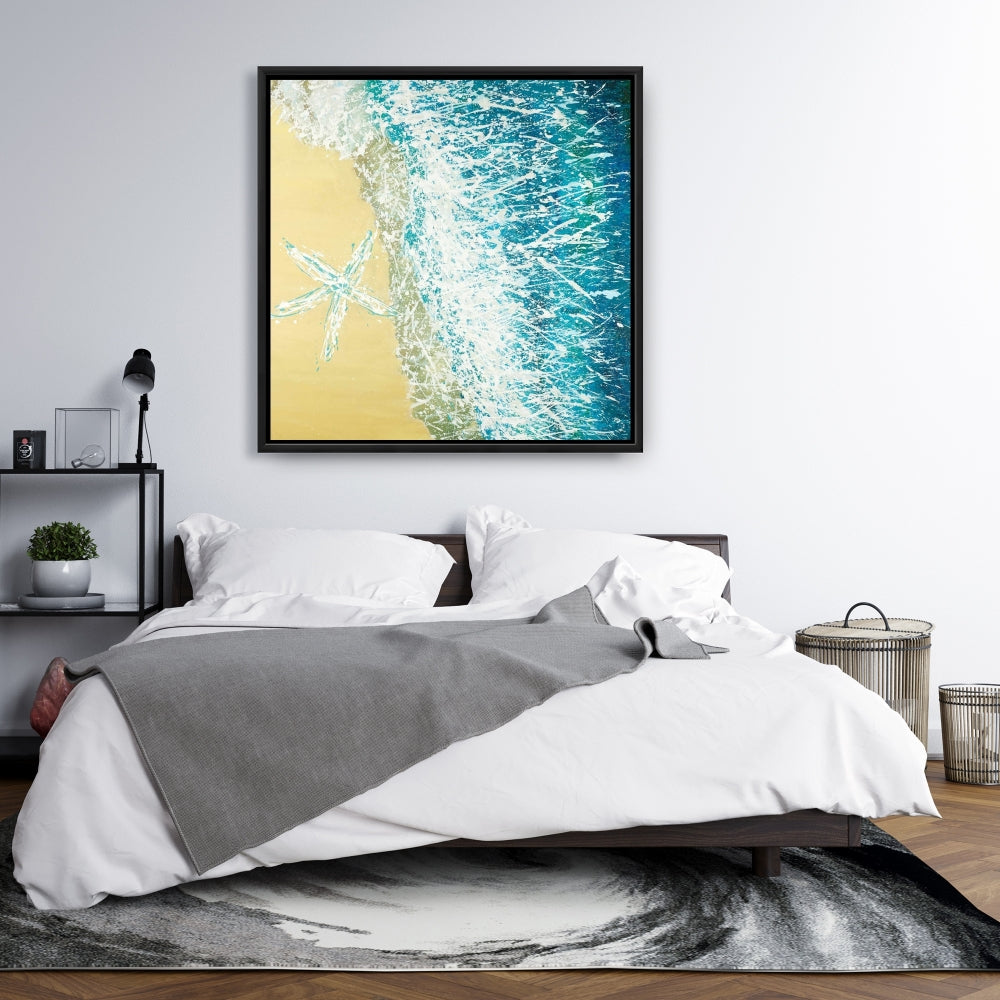 Contemporary Turquoise Seastar Canvas - Home Decor Artwork