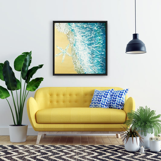 Toile contemporaine turquoise étoile de mer - Décoration d'intérieur