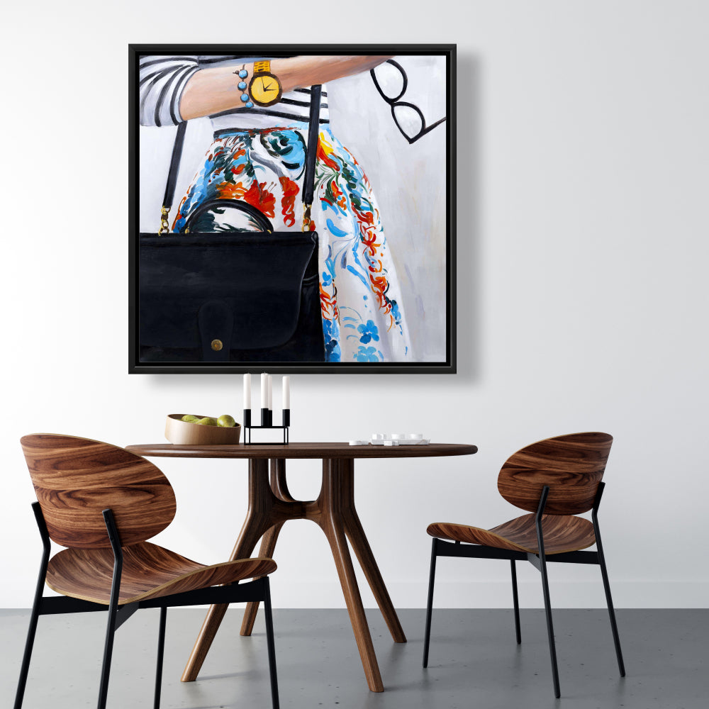 Fashionable Woman with Glasses Framed Canvas | Bedroom Decor