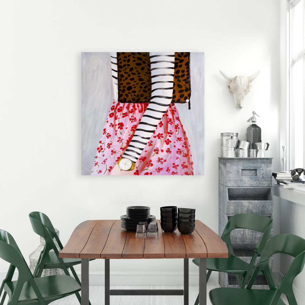 Fashionable Woman Canvas - Brown Contemporary Wall Art Decor