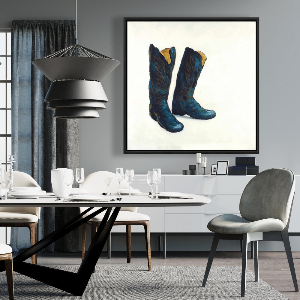 Leather Cowboy Boots Canvas | Western Shoes Bedroom Decor