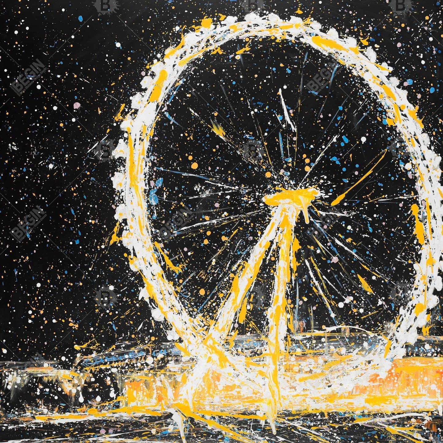 Abstract London Eye Canvas | Modern Bedroom Wall Art Decor