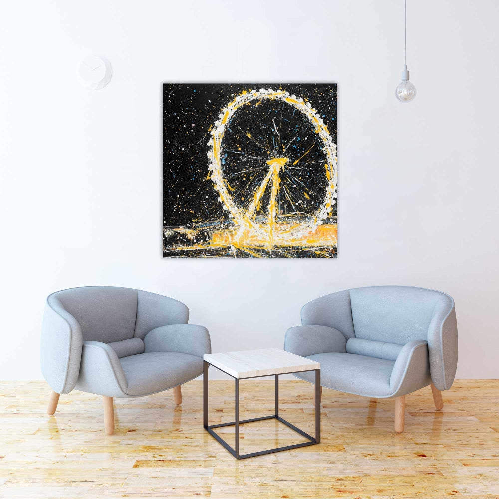 Abstract London Eye Canvas | Modern Bedroom Wall Art Decor