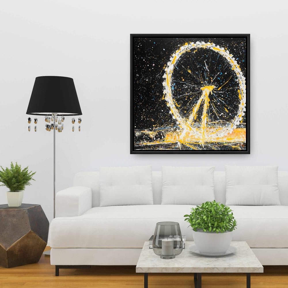 Abstract London Eye Canvas | White Frame | Modern Home Decor