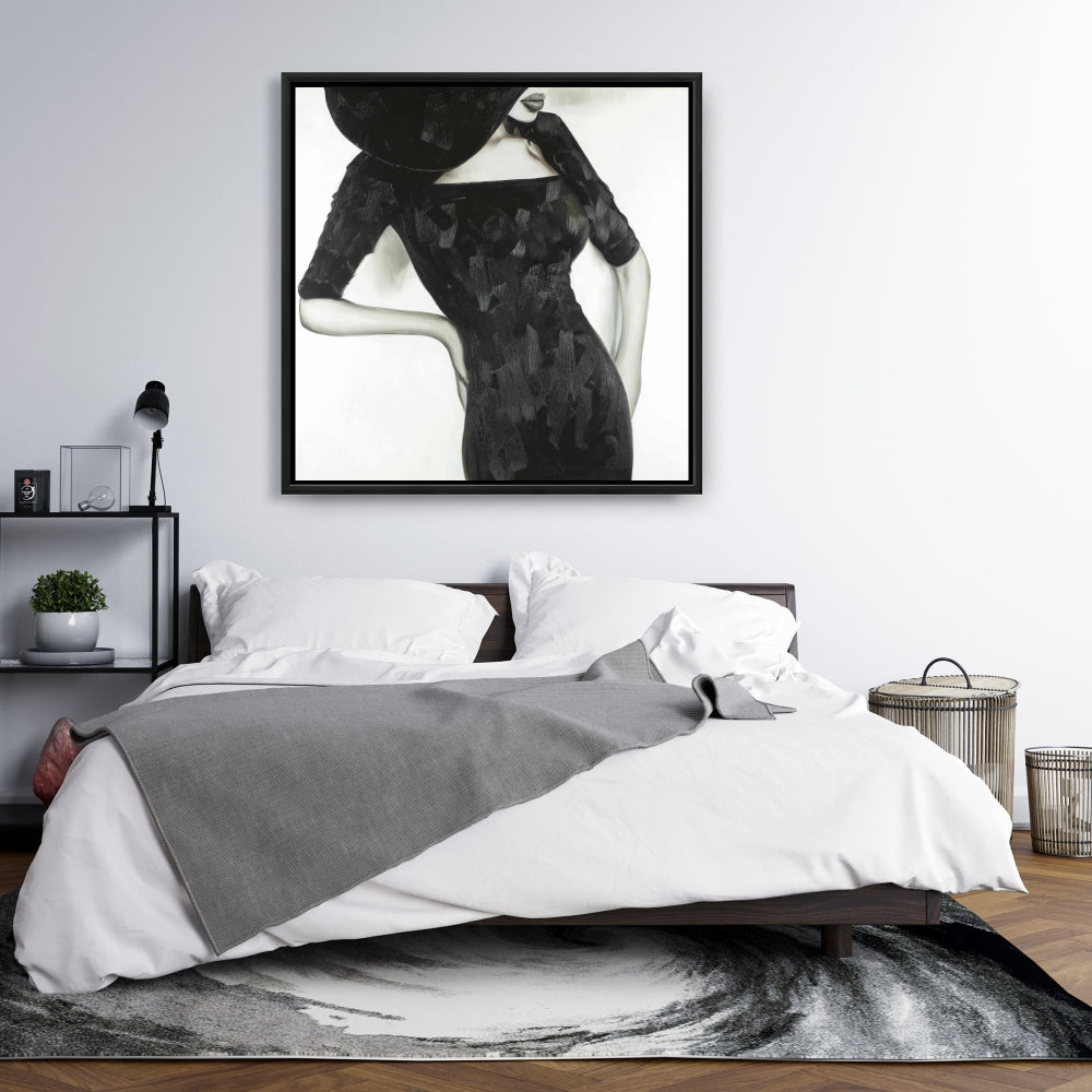 Beautiful Classic Woman Canvas | Monochrome Bedroom Decor