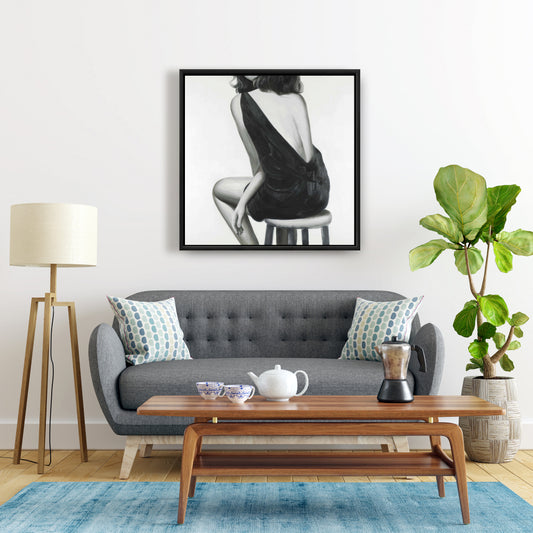 Pretty Woman Gray Framed Canvas | Clothes Bedroom Decor