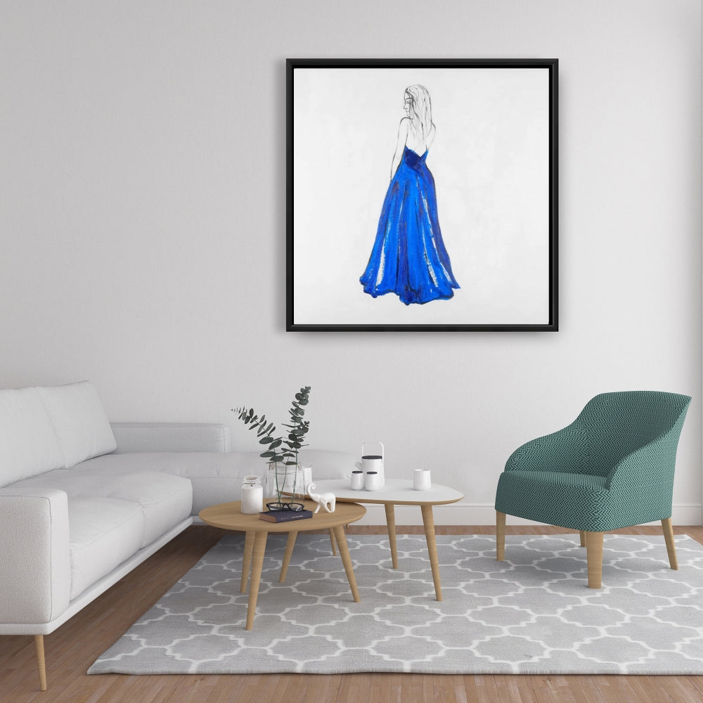 Lady in Blue Bedroom Fashion Canvas | Home Decor Framed Art