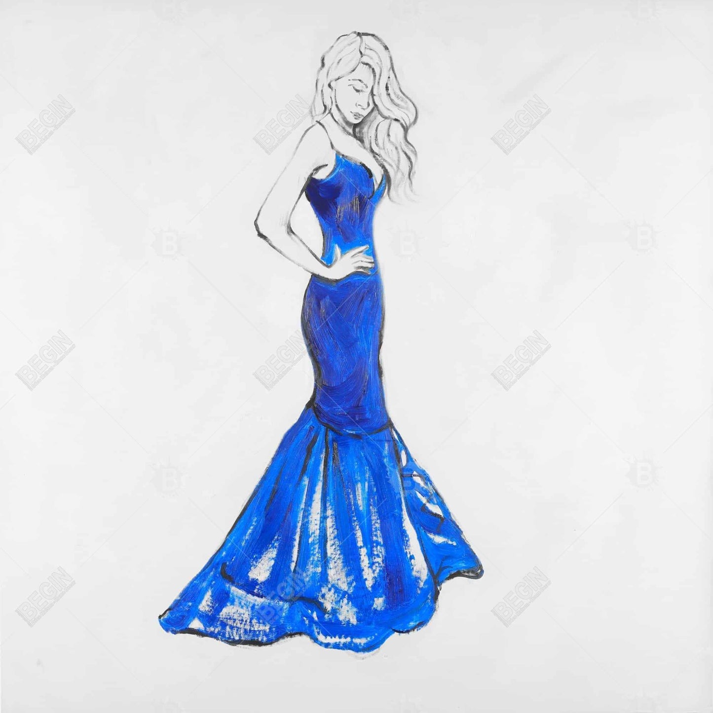 Toile représentant une femme en robe – Décoration d'intérieur pour chambre à coucher
