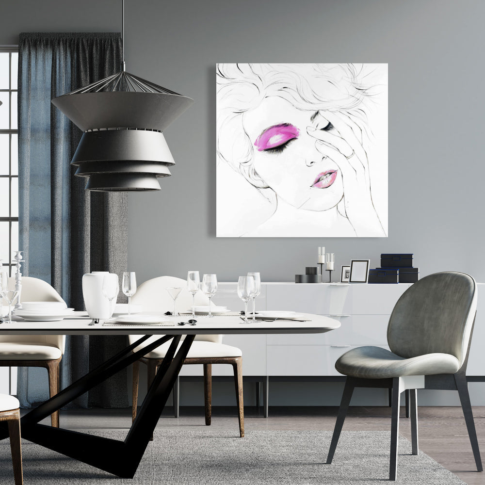 Toile de maquillage rose – Décoration intérieure contemporaine et blanche