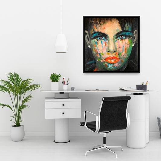 Portrait abstrait sur toile | Décoration murale contemporaine encadrée