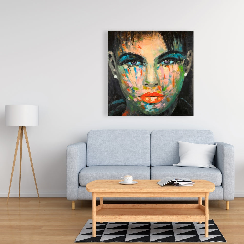 Abstract Portrait Blue Canvas | Modern Home Decor Art