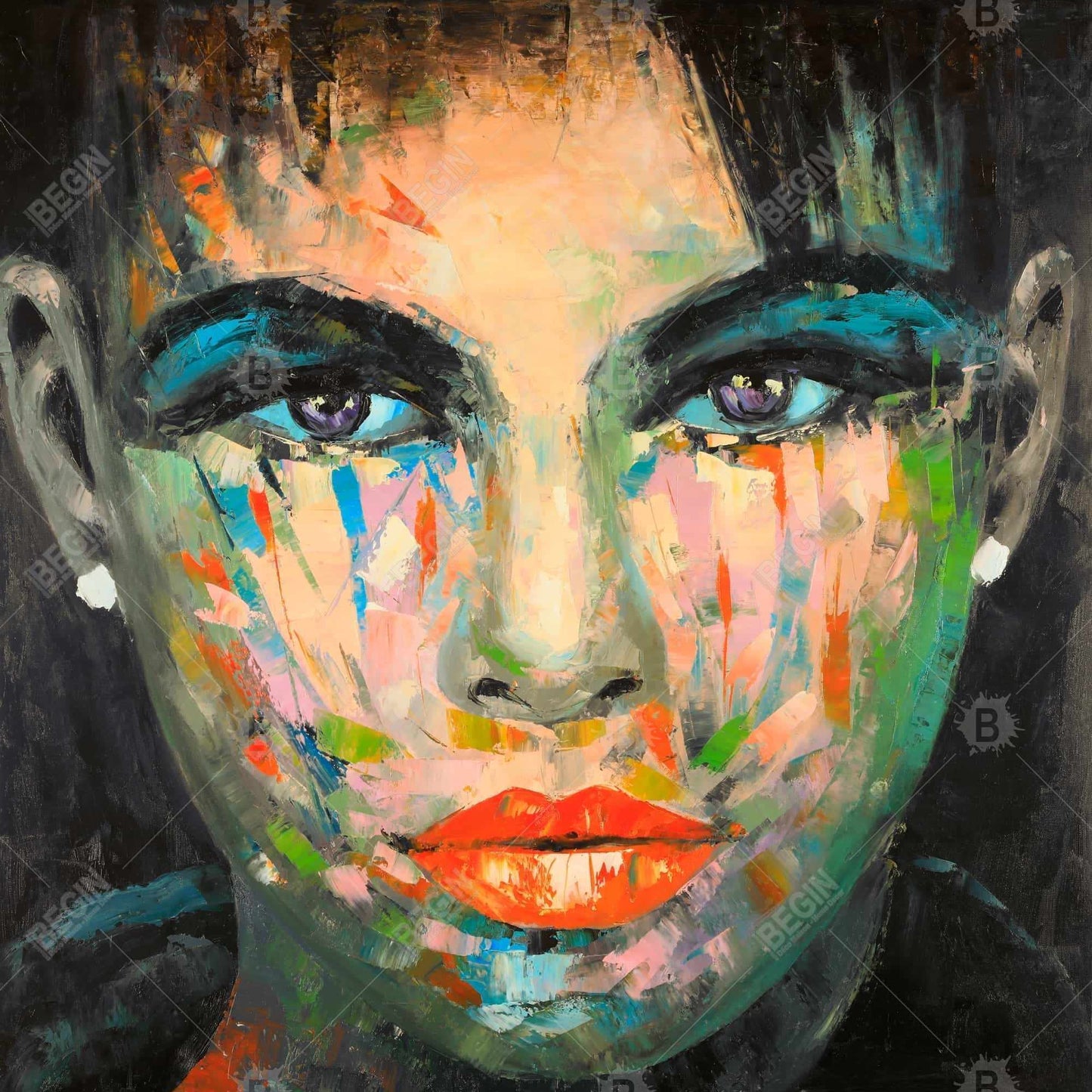 Abstract Portrait Blue Canvas | Modern Home Decor Art