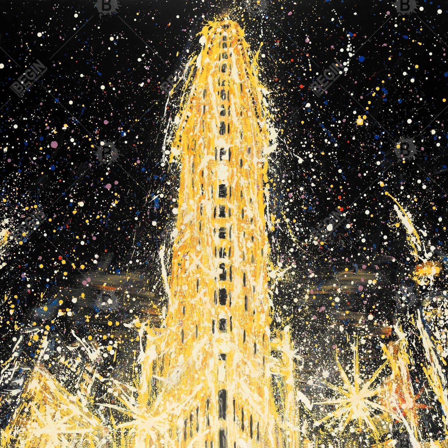 Abstract Flatiron Building Canvas | Contemporary Bedroom Decor