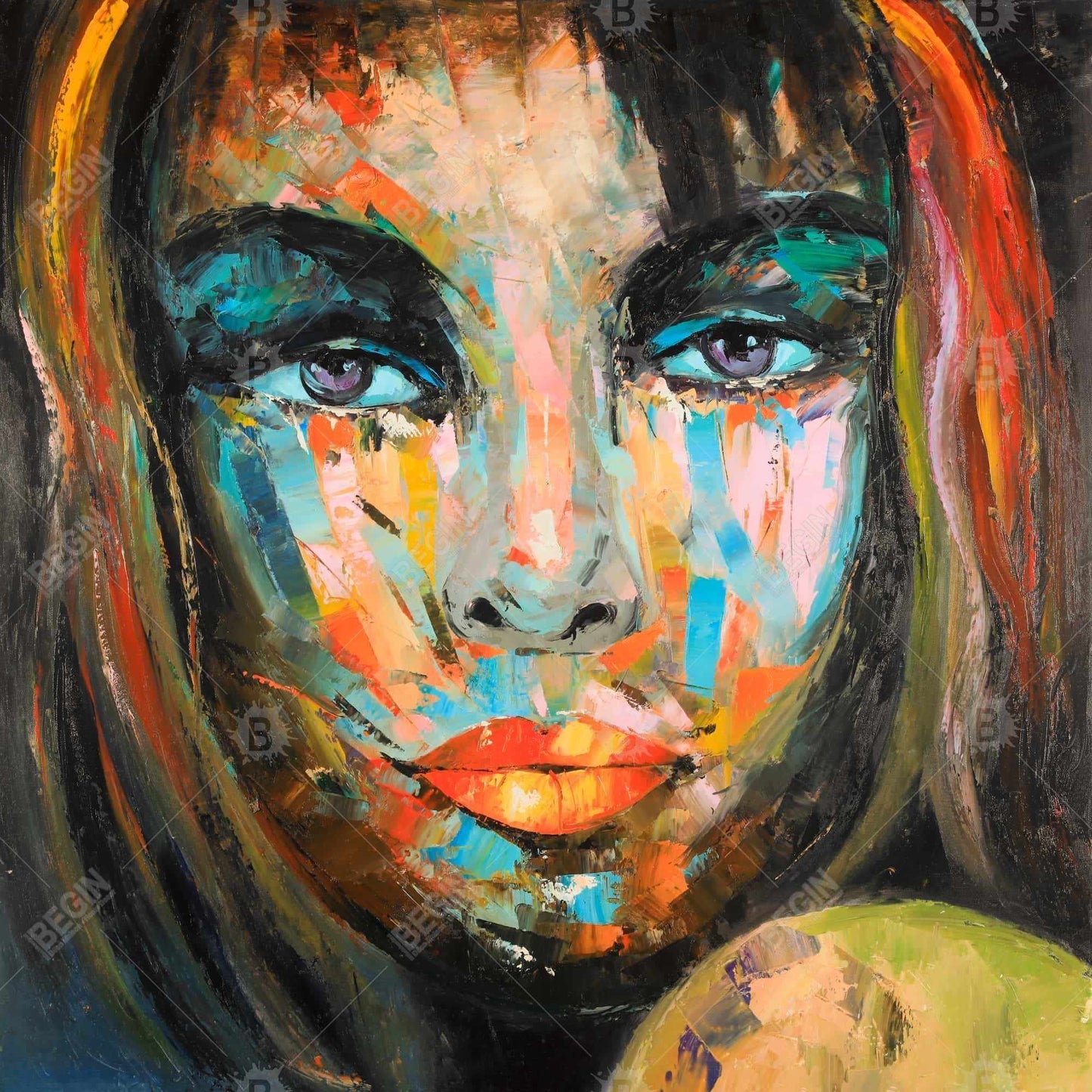 Colorful Woman Portrait Canvas | Figurative Beauty Home Decor