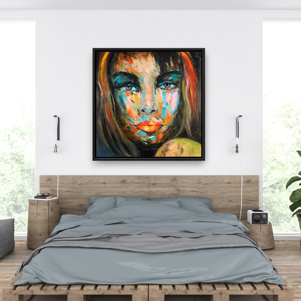 Colorful Woman Portrait Canvas | Figurative Beauty Home Decor